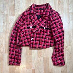 Fashion To Figure - Cropped Houndstooth Blazer Plus Size Womens Brand New